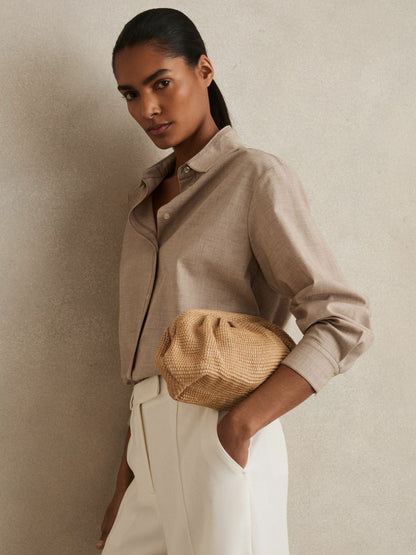 Reiss Popular Choice - Raffia Clutch Bag in Natural