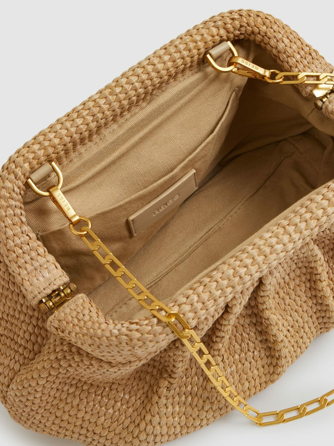 Reiss Popular Choice - Raffia Clutch Bag in Natural
