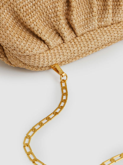 Reiss Popular Choice - Raffia Clutch Bag in Natural