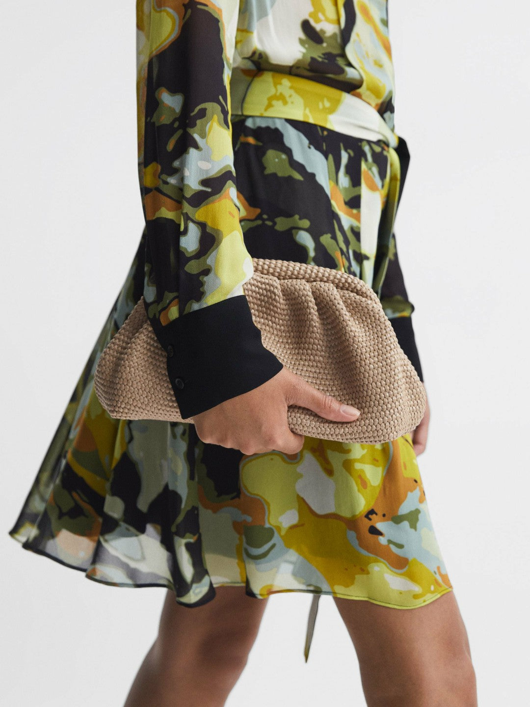 Reiss Popular Choice - Raffia Clutch Bag in Natural
