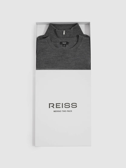 Reiss Offer - Pack of Two Merino Wool Jumpers in Derby Grey Marl