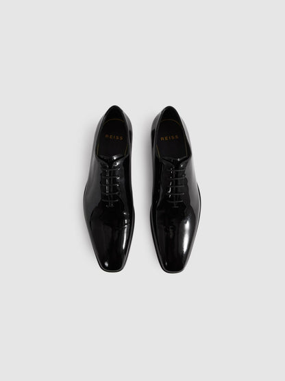 Reiss Sale - Patent Leather Lace-Up Shoes in Black