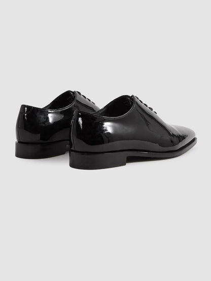 Reiss Sale - Patent Leather Lace-Up Shoes in Black