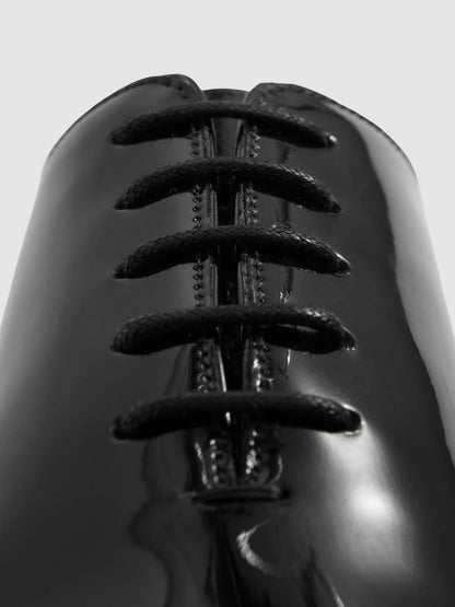 Reiss Sale - Patent Leather Lace-Up Shoes in Black