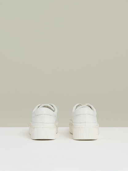Reiss Popular Choice - Grained Leather Platform Trainers in White