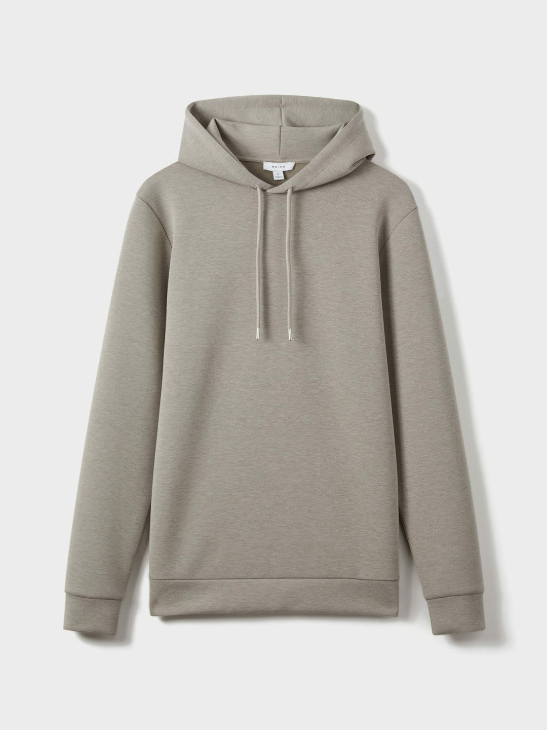Reiss Interlock Jersey Drawstring Hoodie in Taupe