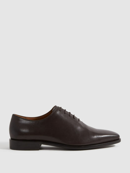 Reiss Deal - Leather Lace-Up Shoes in Dark Brown