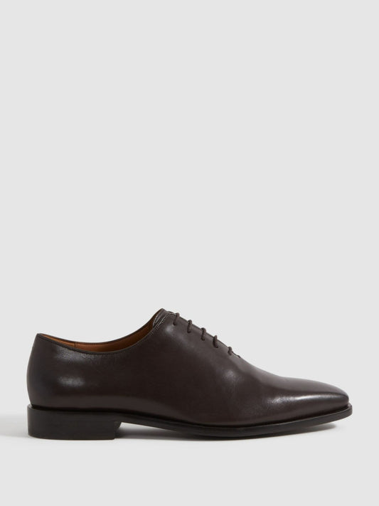 Reiss Deal - Leather Lace-Up Shoes in Dark Brown