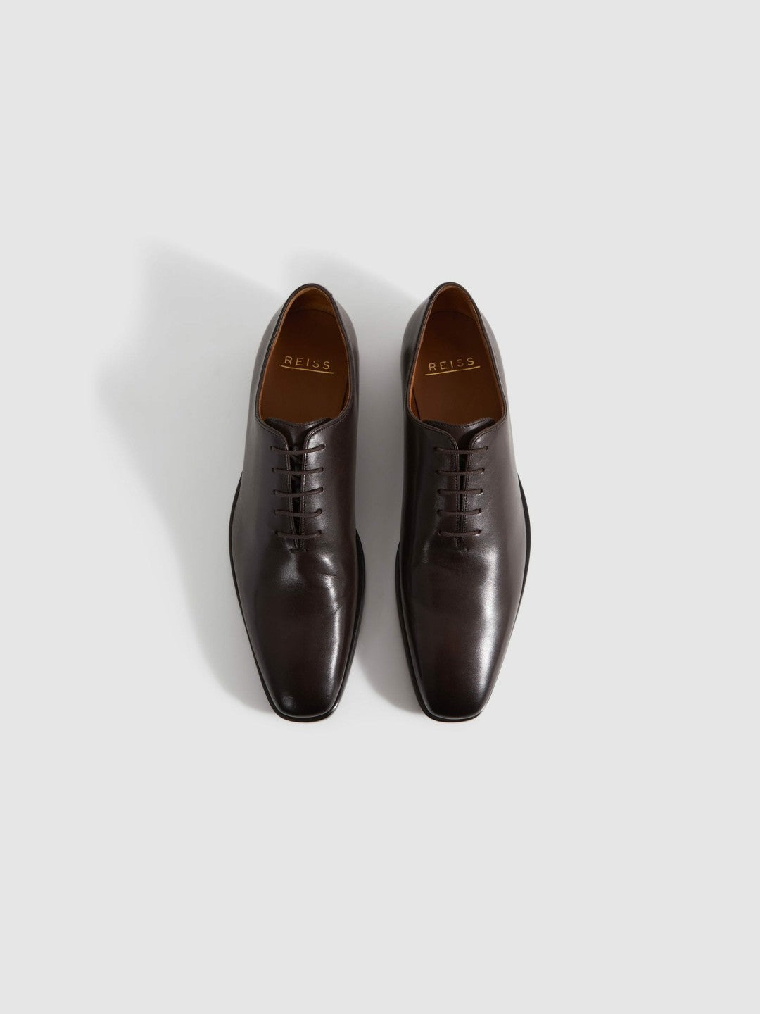Reiss Deal - Leather Lace-Up Shoes in Dark Brown