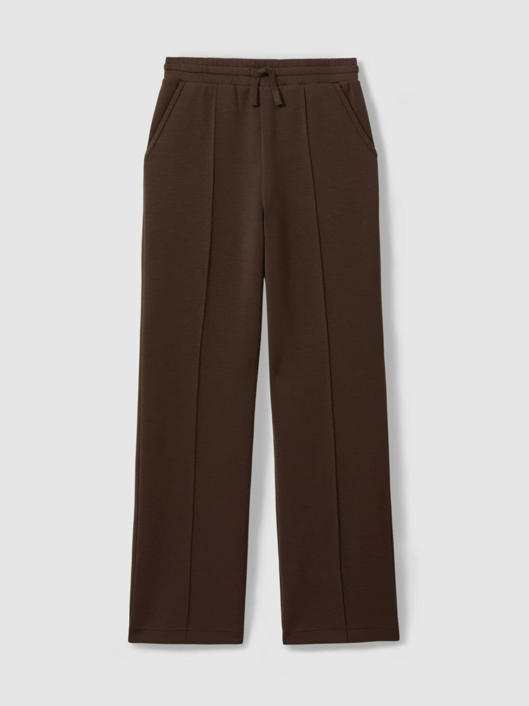 Reiss Value - Interlock Wide-Leg Joggers in Chocolate