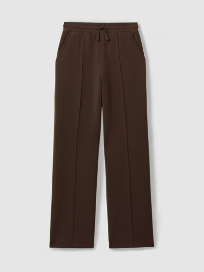 Reiss Value - Interlock Wide-Leg Joggers in Chocolate
