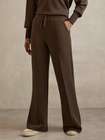 Reiss Value - Interlock Wide-Leg Joggers in Chocolate