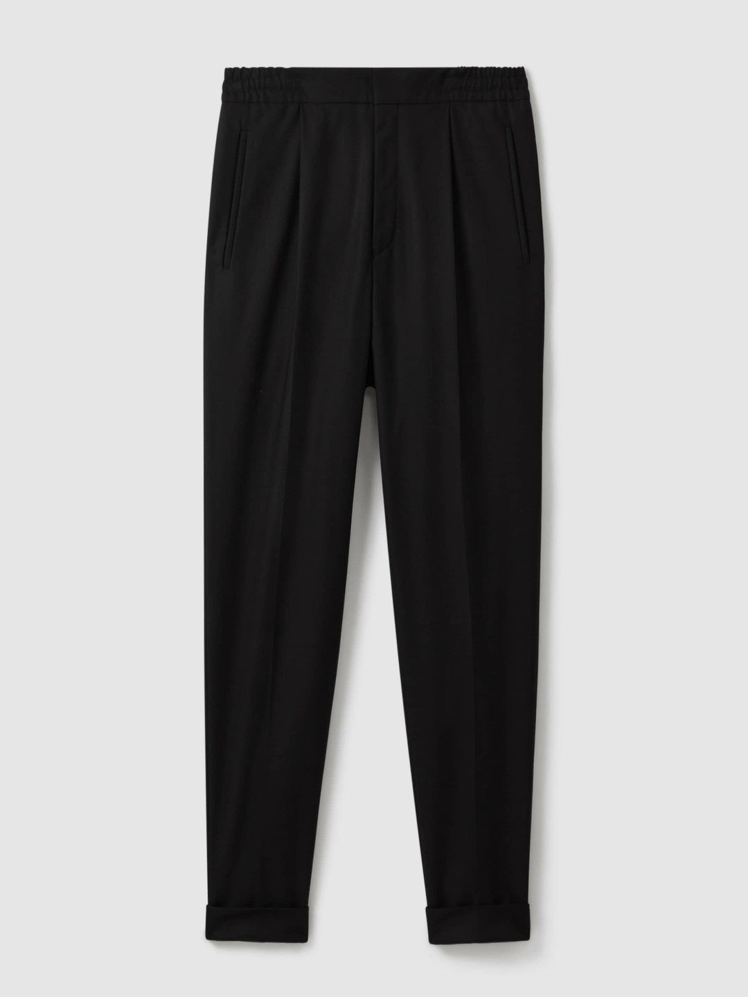 Reiss Relaxed-Fit Pleated Tapered Trousers in Black