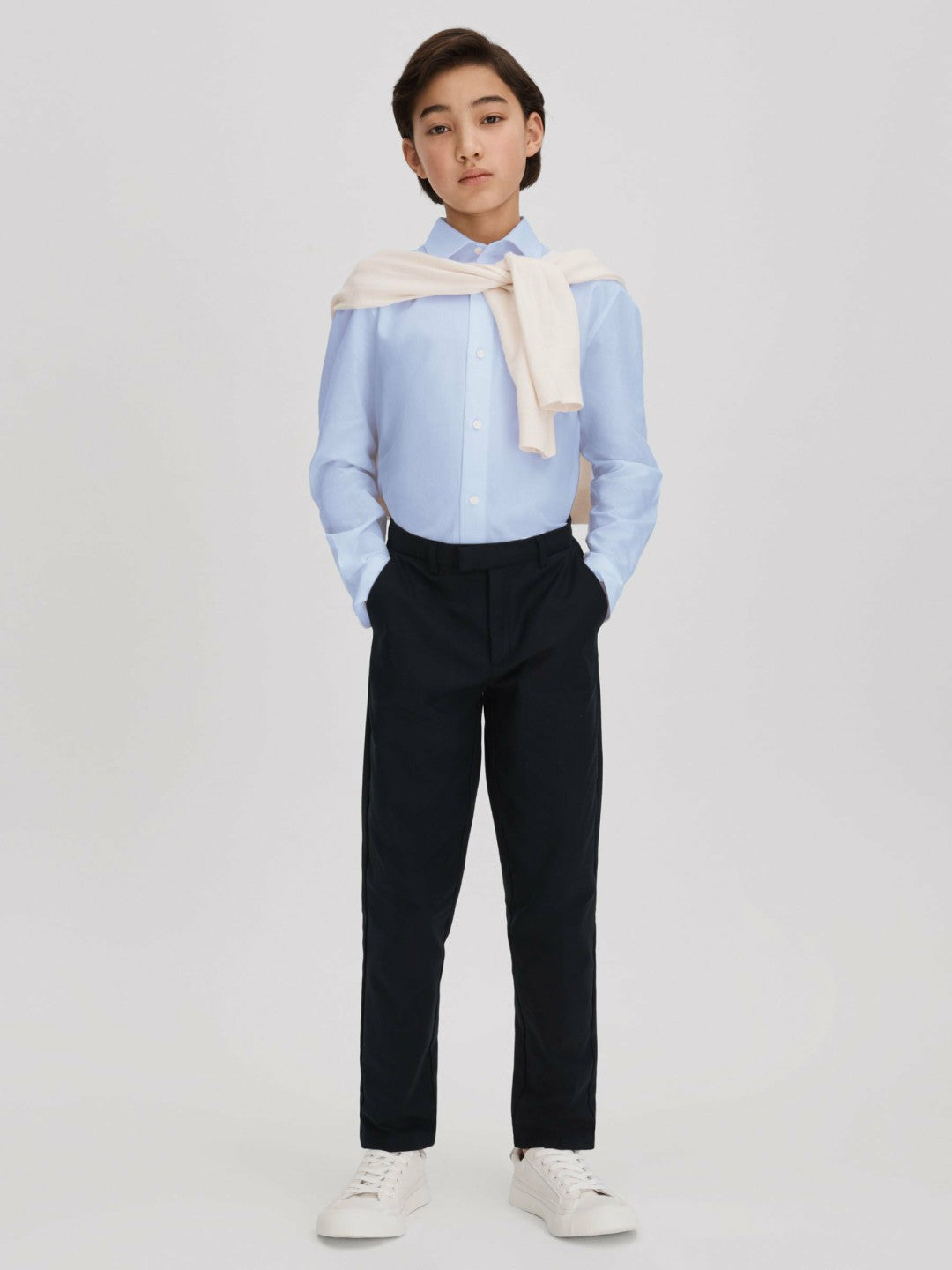 Reiss Sale - 3-9 yrs Slim Fit Cotton Shirt in Soft Blue