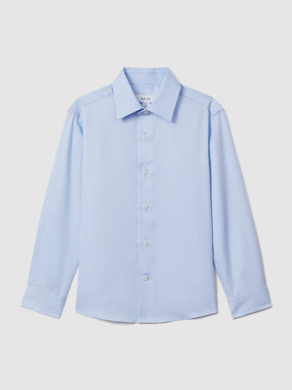 Reiss Sale - 3-9 yrs Slim Fit Cotton Shirt in Soft Blue
