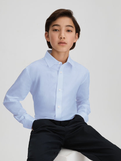 Reiss Sale - 3-9 yrs Slim Fit Cotton Shirt in Soft Blue