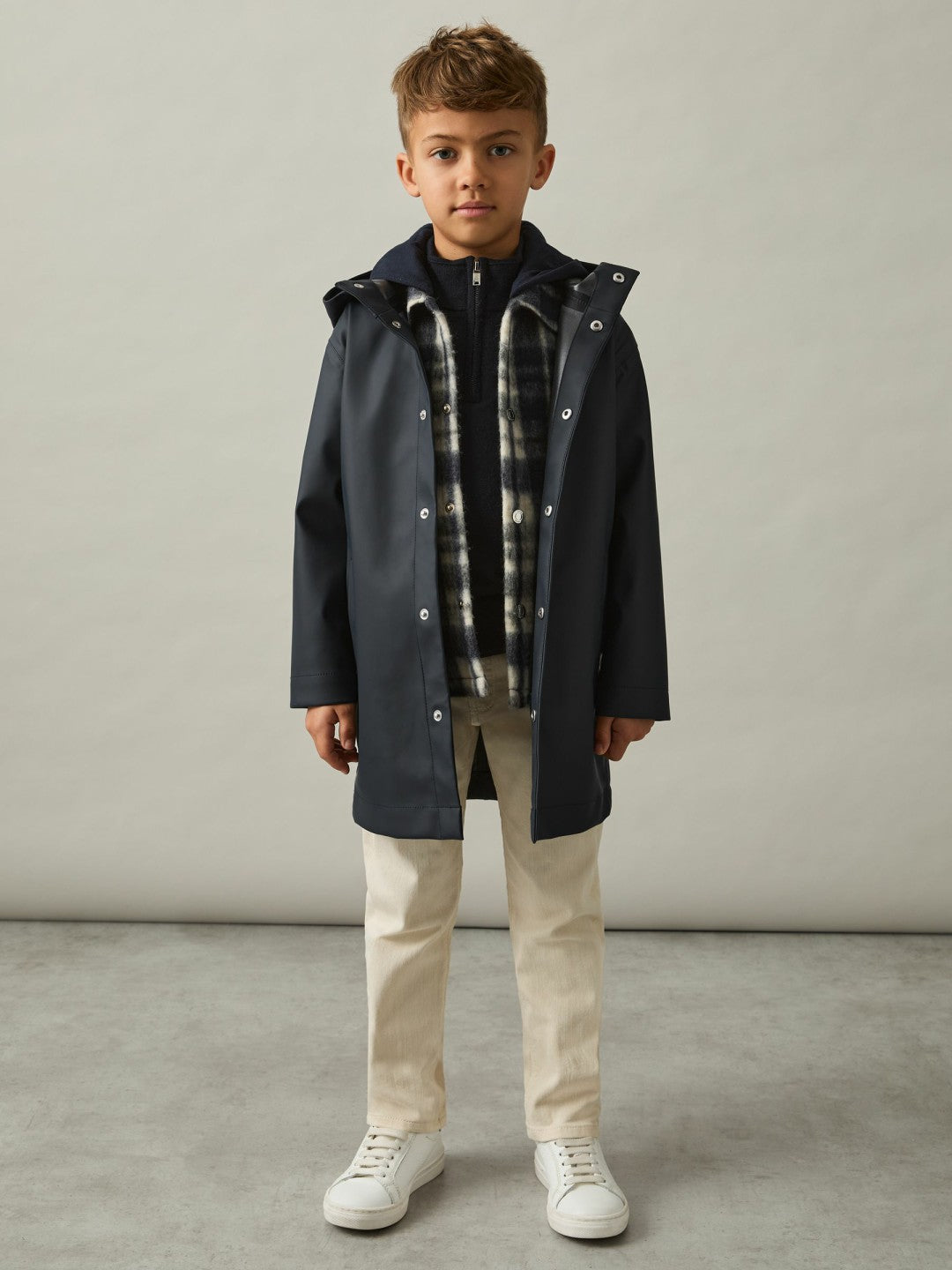 Reiss 3-9 yrs Water Repellent Hooded Coat in Navy