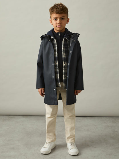 Reiss 3-9 yrs Water Repellent Hooded Coat in Navy