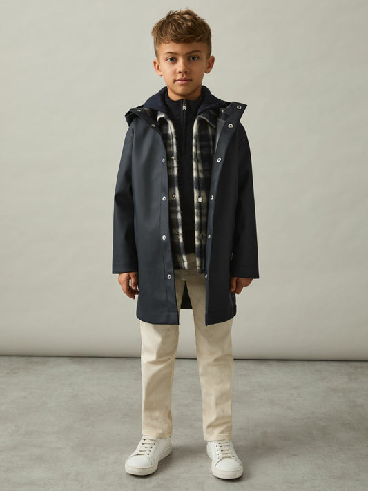 Reiss Deal - 3-9 yrs Water Repellent Hooded Coat in Navy
