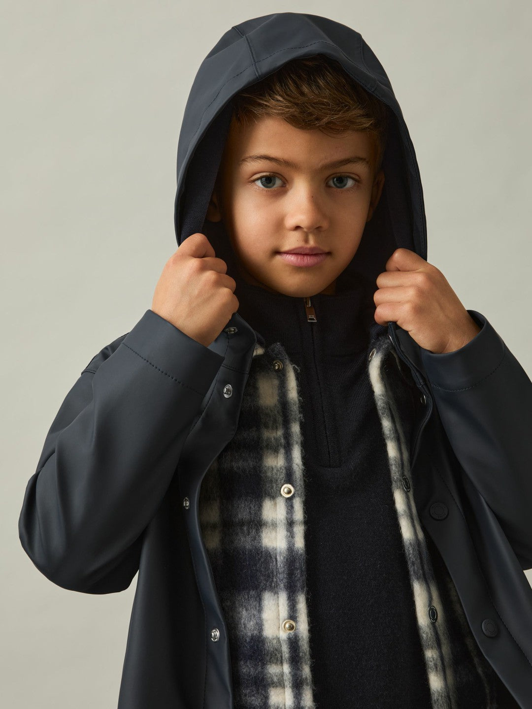 Reiss 3-9 yrs Water Repellent Hooded Coat in Navy