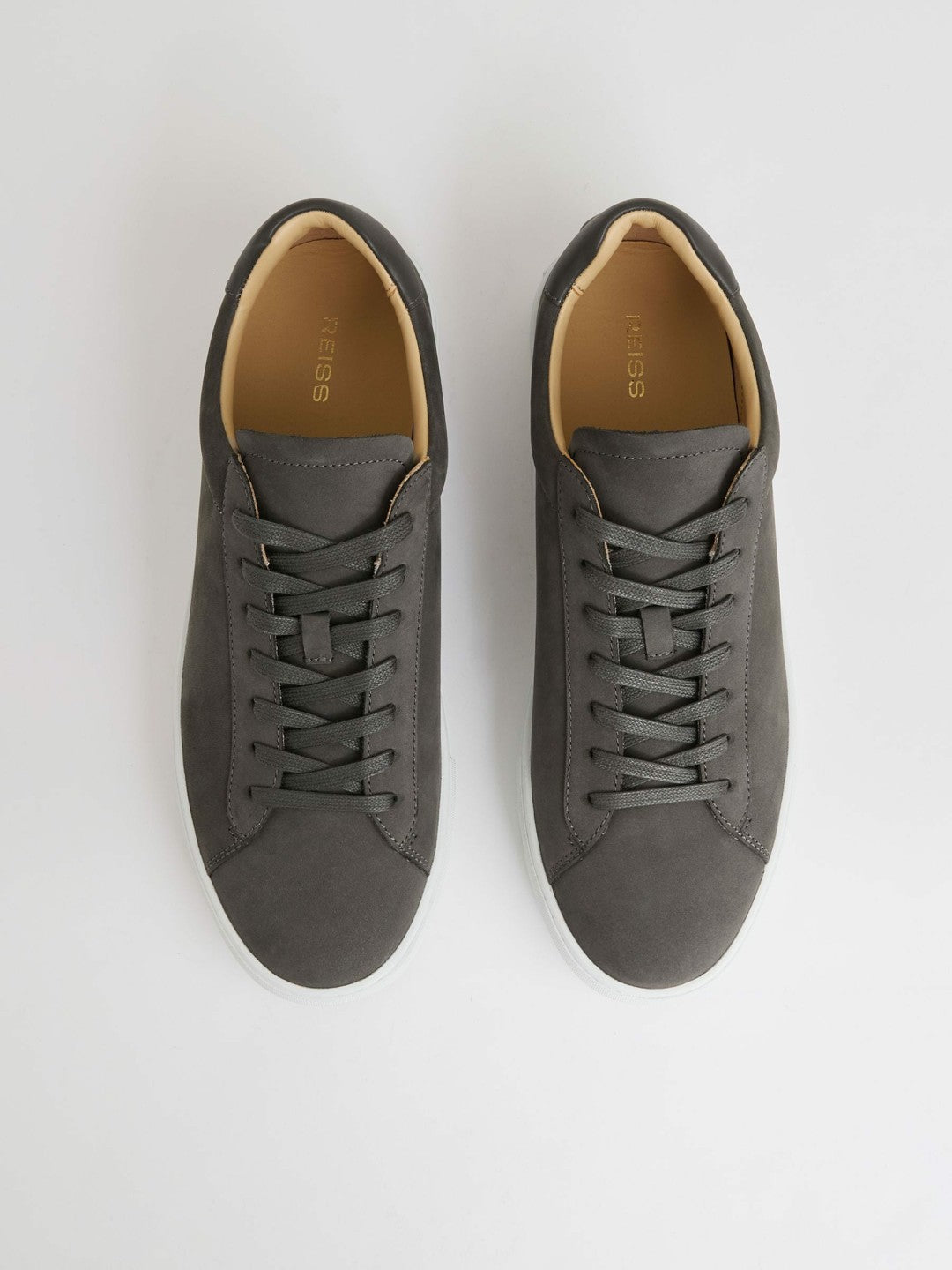 Reiss Savings - Nubuck Leather Low-Top Trainers in Grey