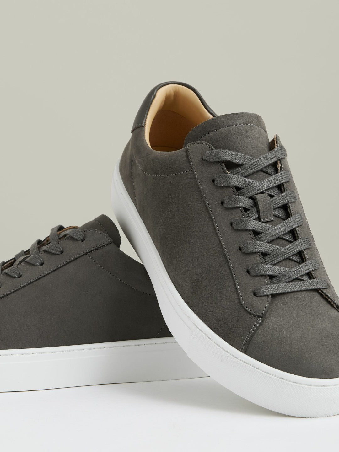Reiss Savings - Nubuck Leather Low-Top Trainers in Grey