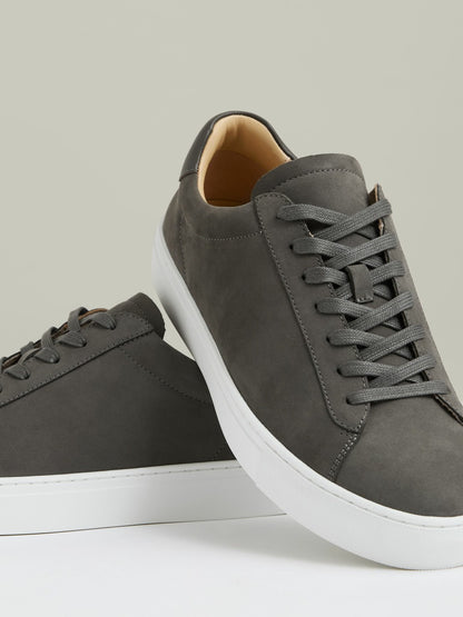 Reiss Savings - Nubuck Leather Low-Top Trainers in Grey