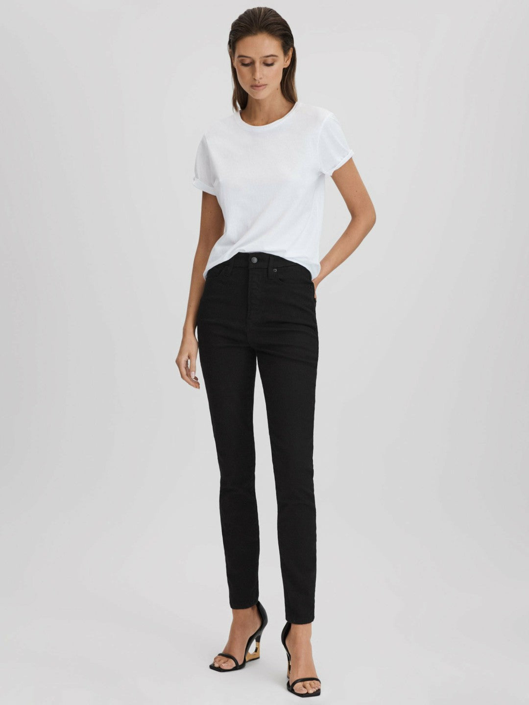 Reiss Best Seller - Good American Ultra High Skinny Jeans in Black