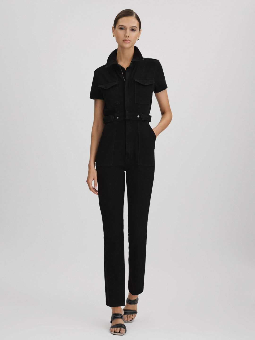 Reiss Featured - Good American Denim Jumpsuit in Black