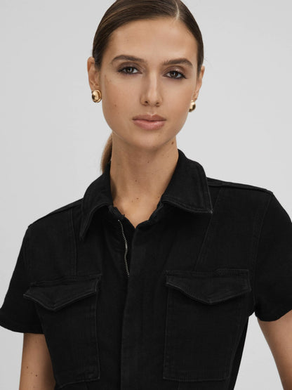 Reiss Featured - Good American Denim Jumpsuit in Black