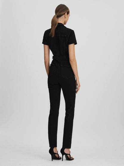 Reiss Featured - Good American Denim Jumpsuit in Black