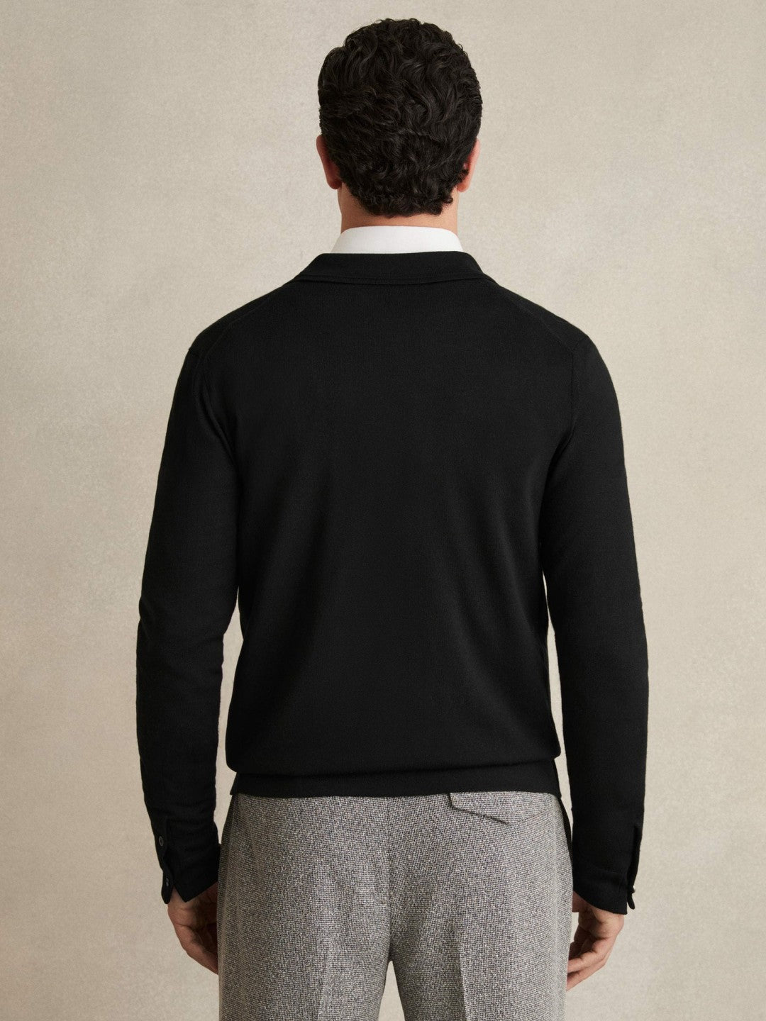 Reiss Savings - Merino Wool Button-Through Cardigan in Black