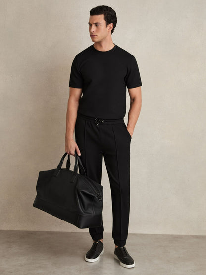 Reiss Sale - Interlock Jersey Crew Neck T-Shirt in Black