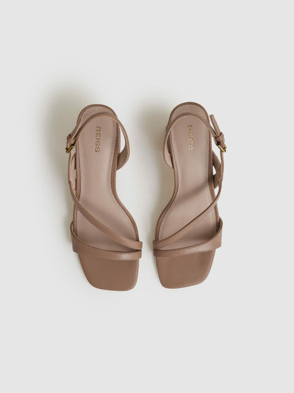 Reiss Savings - Strappy Leather Heeled Sandals in Nude