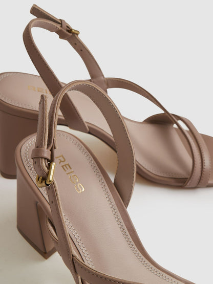 Reiss Savings - Strappy Leather Heeled Sandals in Nude