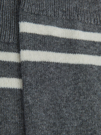 Reiss Featured - Wool Blend Striped Crew Socks in Grey Melange
