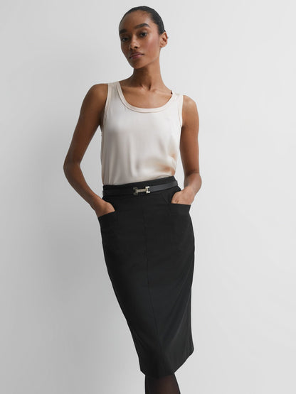 Reiss Tailored Pencil Skirt in Black