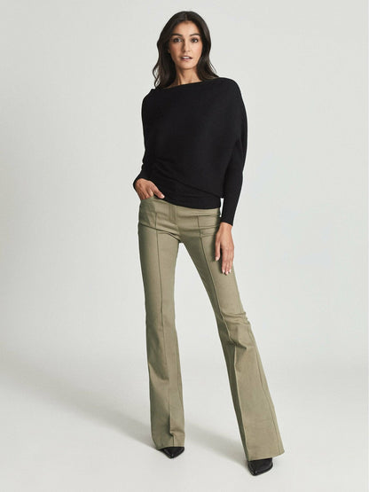 Reiss Asymmetric Knitted Top in Black