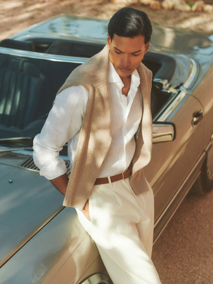 Reiss Linen Button-Through Shirt in White