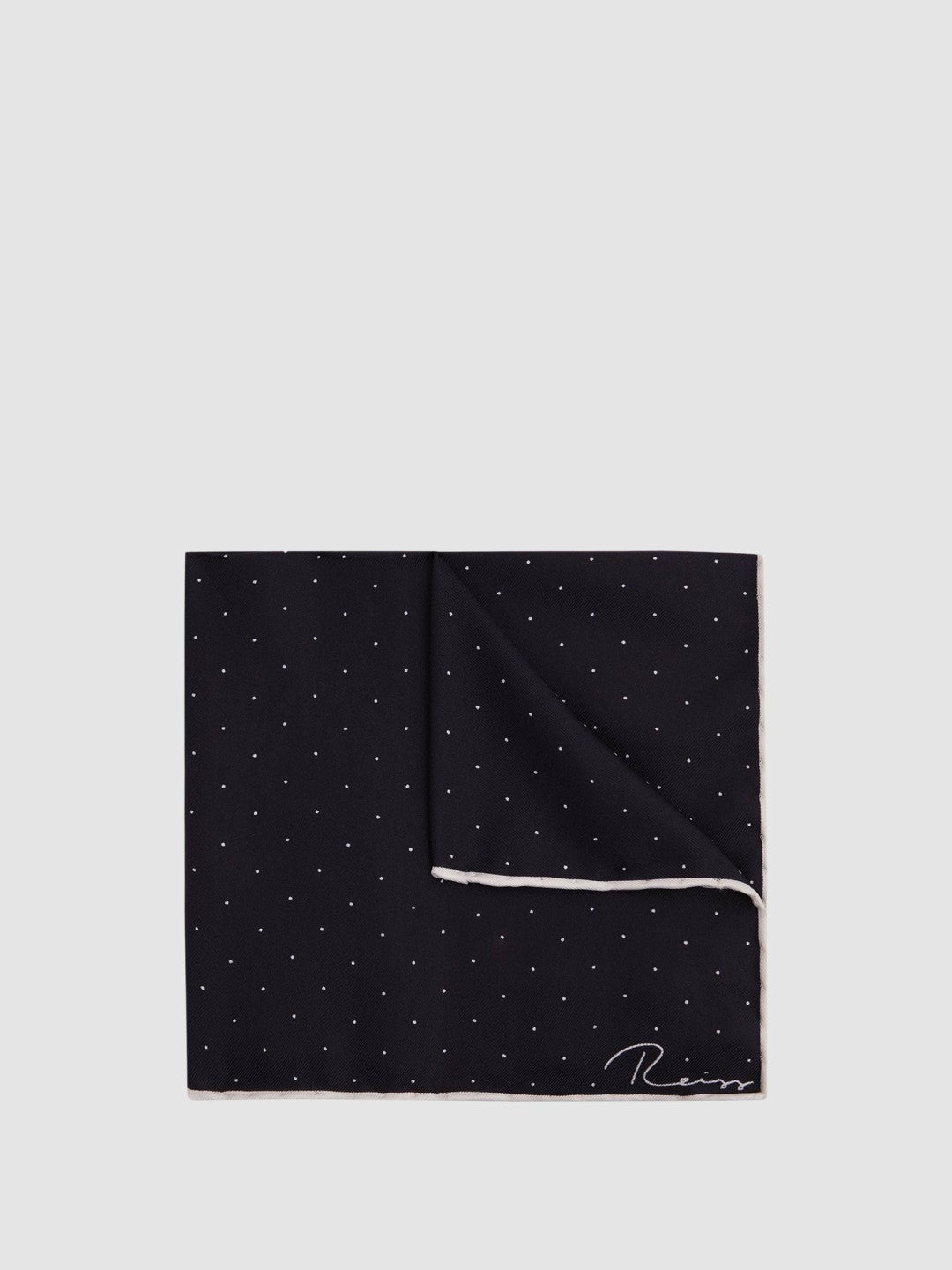 Reiss Sale - Polka Dot Silk Pocket Square in Navy