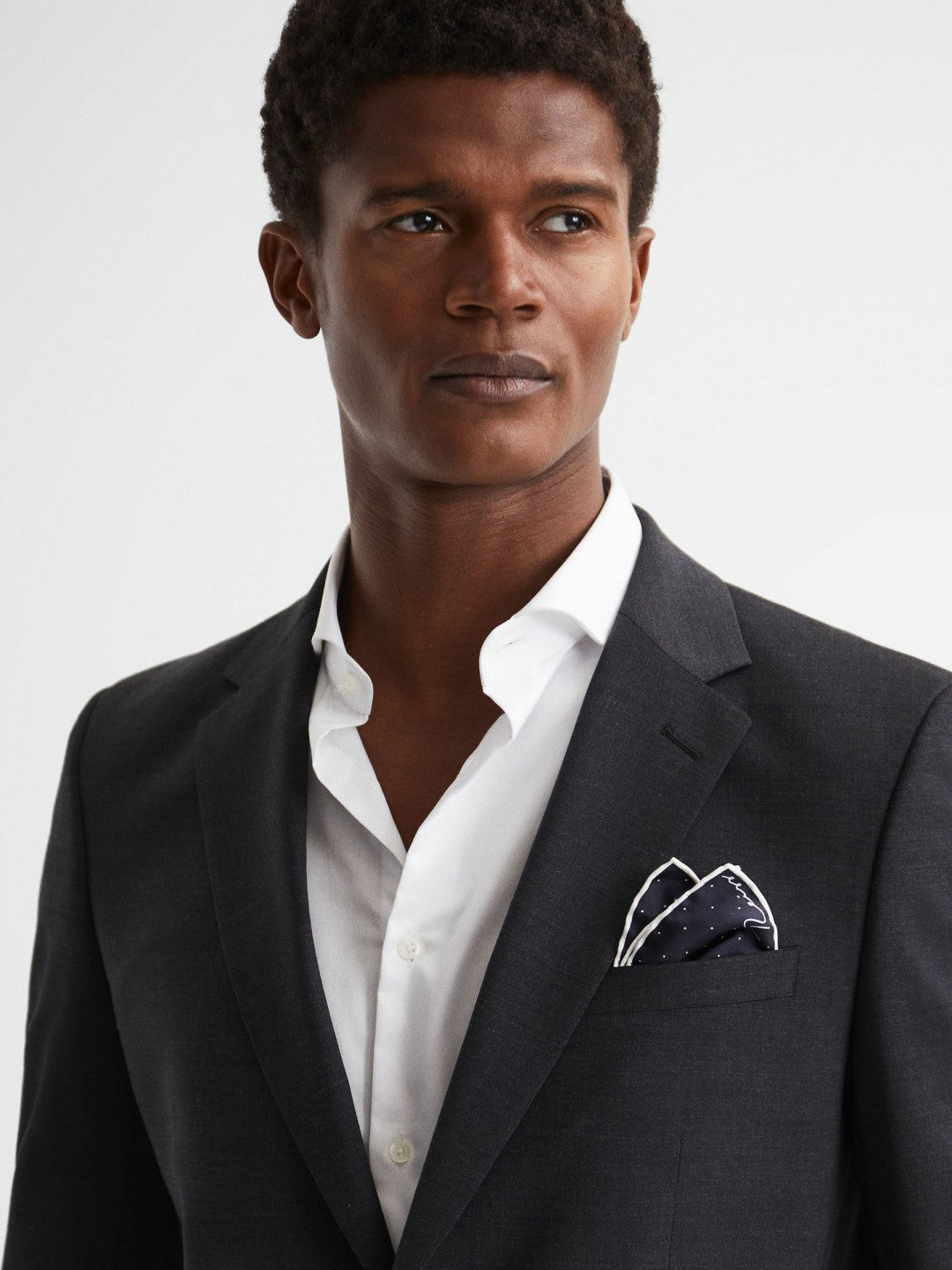 Reiss Sale - Polka Dot Silk Pocket Square in Navy