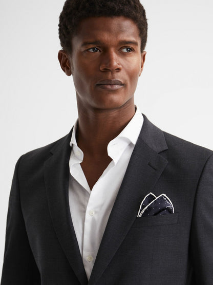 Reiss Sale - Polka Dot Silk Pocket Square in Navy