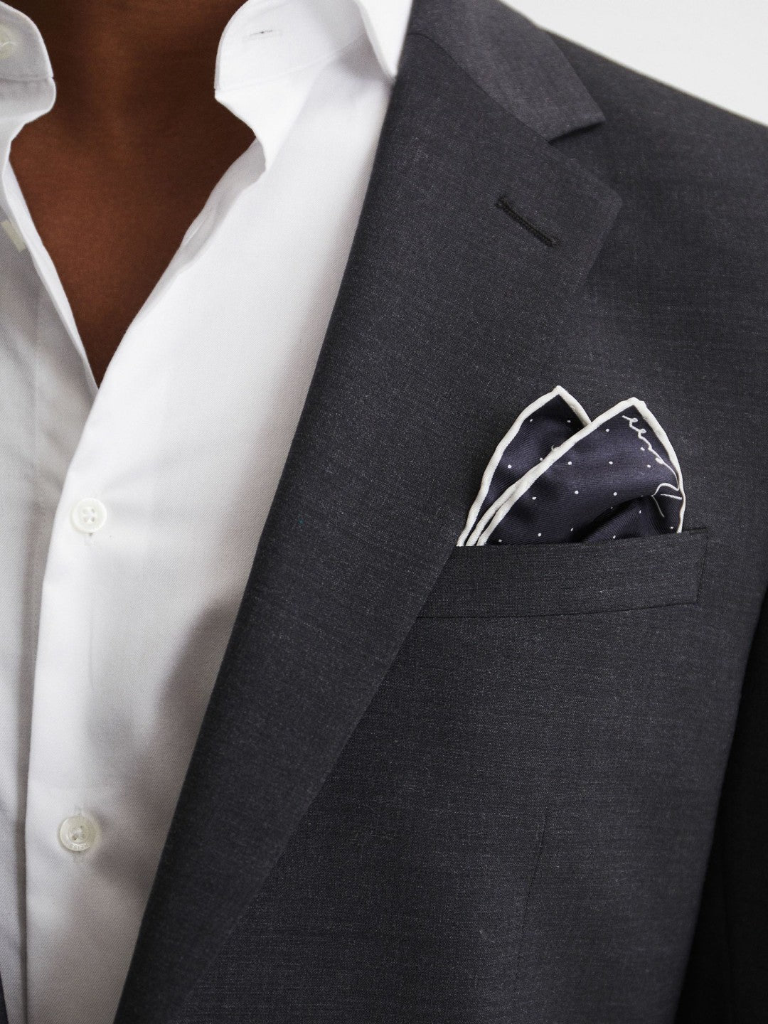 Reiss Sale - Polka Dot Silk Pocket Square in Navy