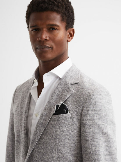 Reiss Deal - Plain Silk Pocket Square in Black