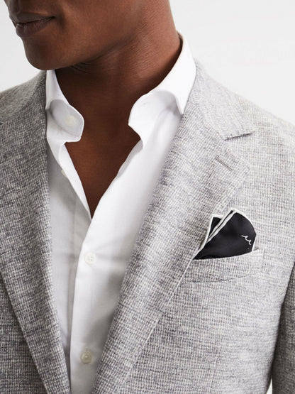 Reiss Deal - Plain Silk Pocket Square in Black
