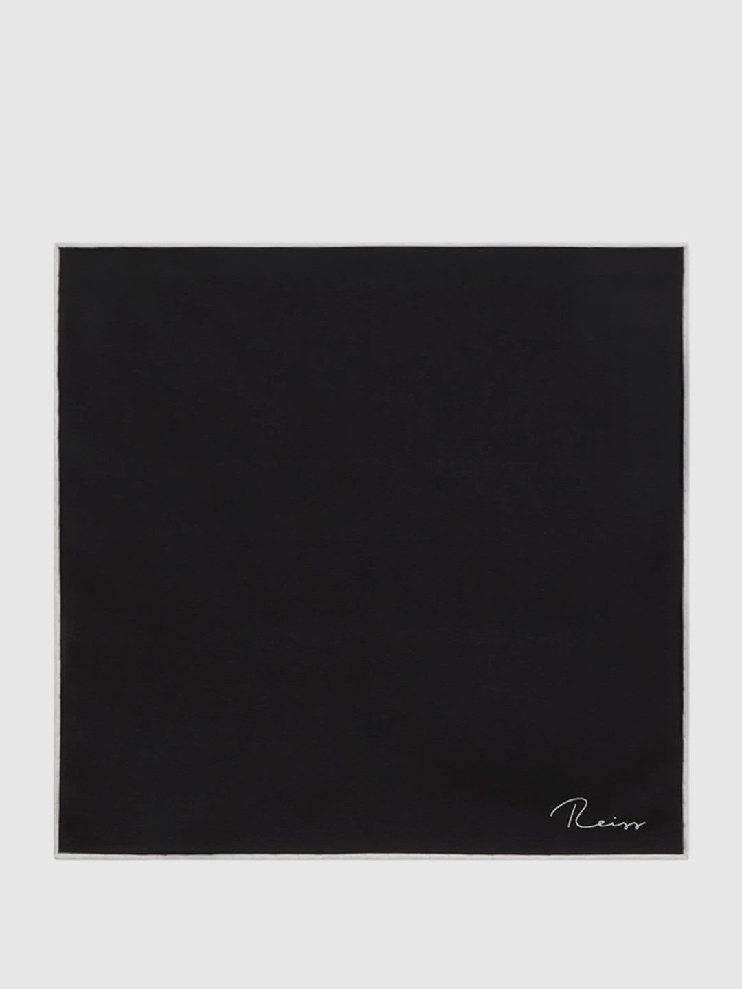 Reiss Deal - Plain Silk Pocket Square in Black
