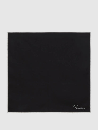 Reiss Deal - Plain Silk Pocket Square in Black