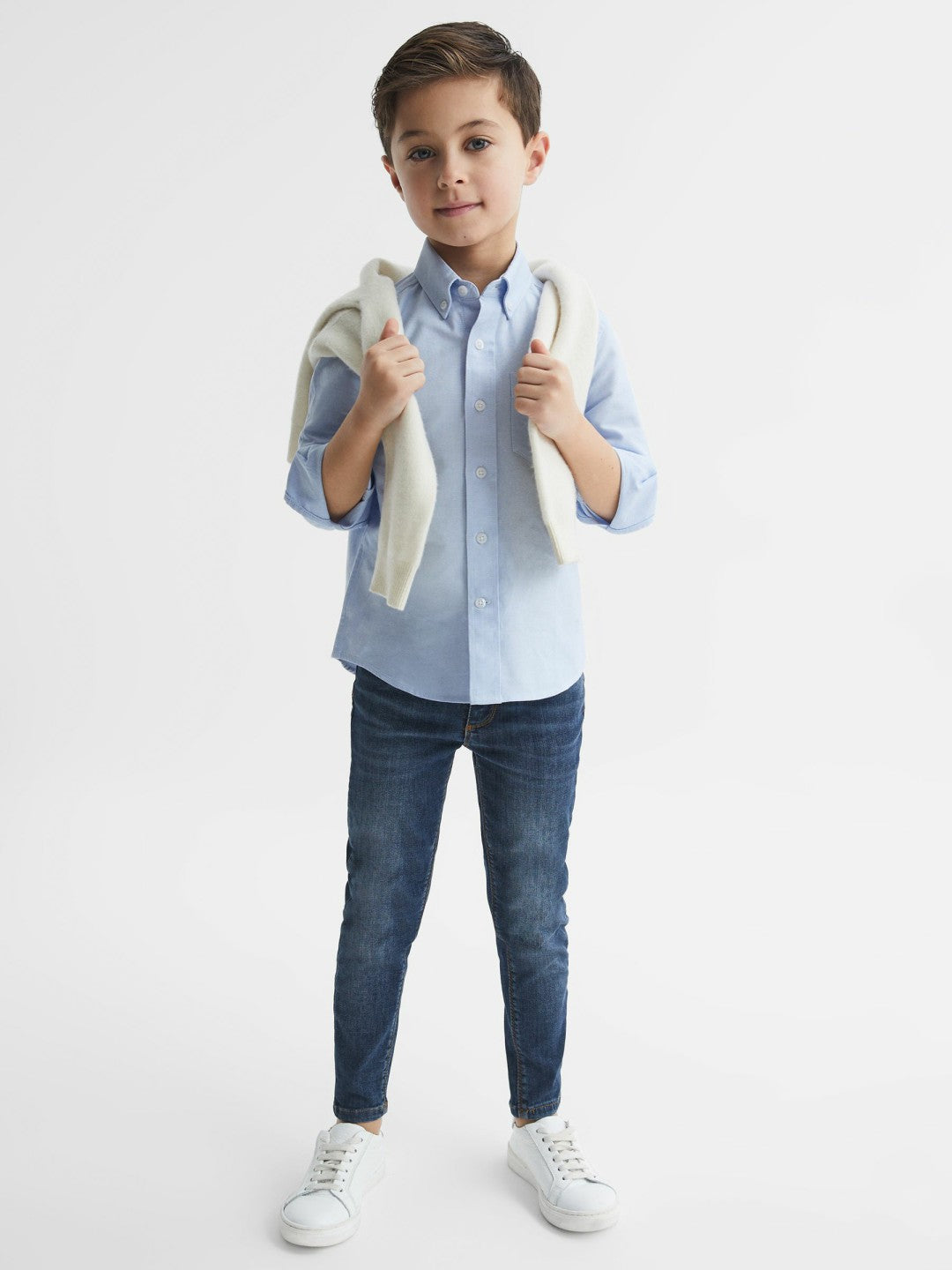Reiss Sale - 4-9 yrs Button Down Oxford Shirt in Soft Blue
