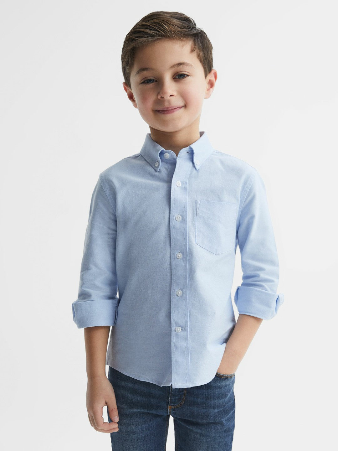 Reiss Sale - 4-9 yrs Button Down Oxford Shirt in Soft Blue