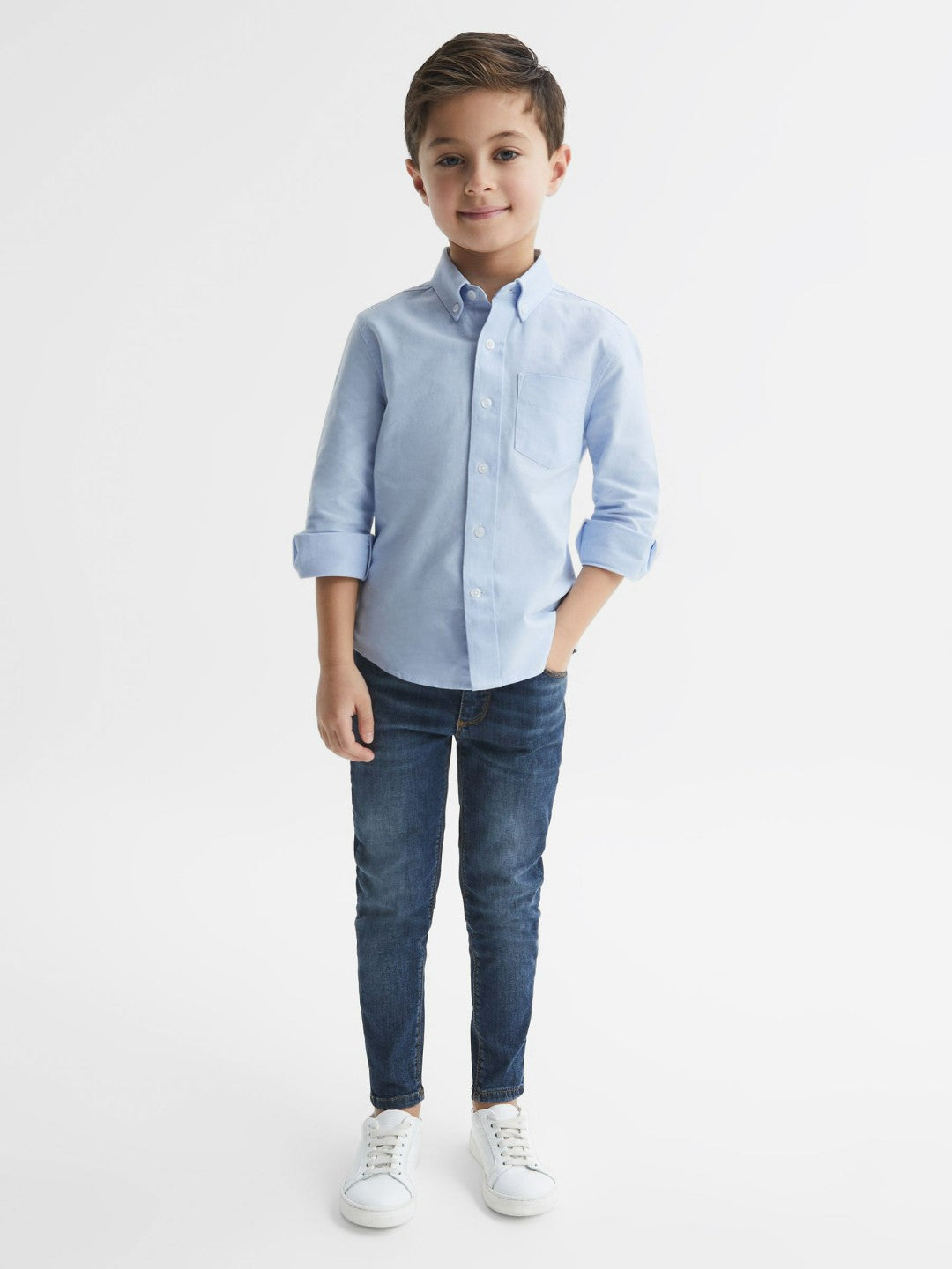 Reiss Sale - 4-9 yrs Button Down Oxford Shirt in Soft Blue